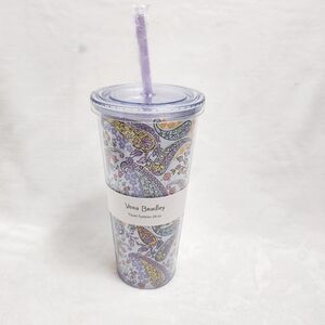 Vera Bradley Maddalena Paisley Soft Travel Tumbler 24 Oz Flexible Straw